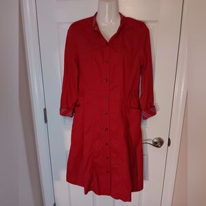 Bean Pole Women's Size S/M Vintage Trench Coat Made in Korea Red Buttons Pockets